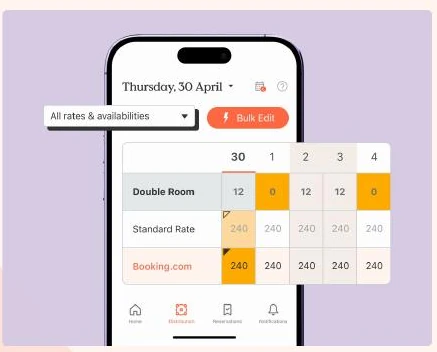 Application mobile officielle Little Hotelier affichant tarifs et disponibilités